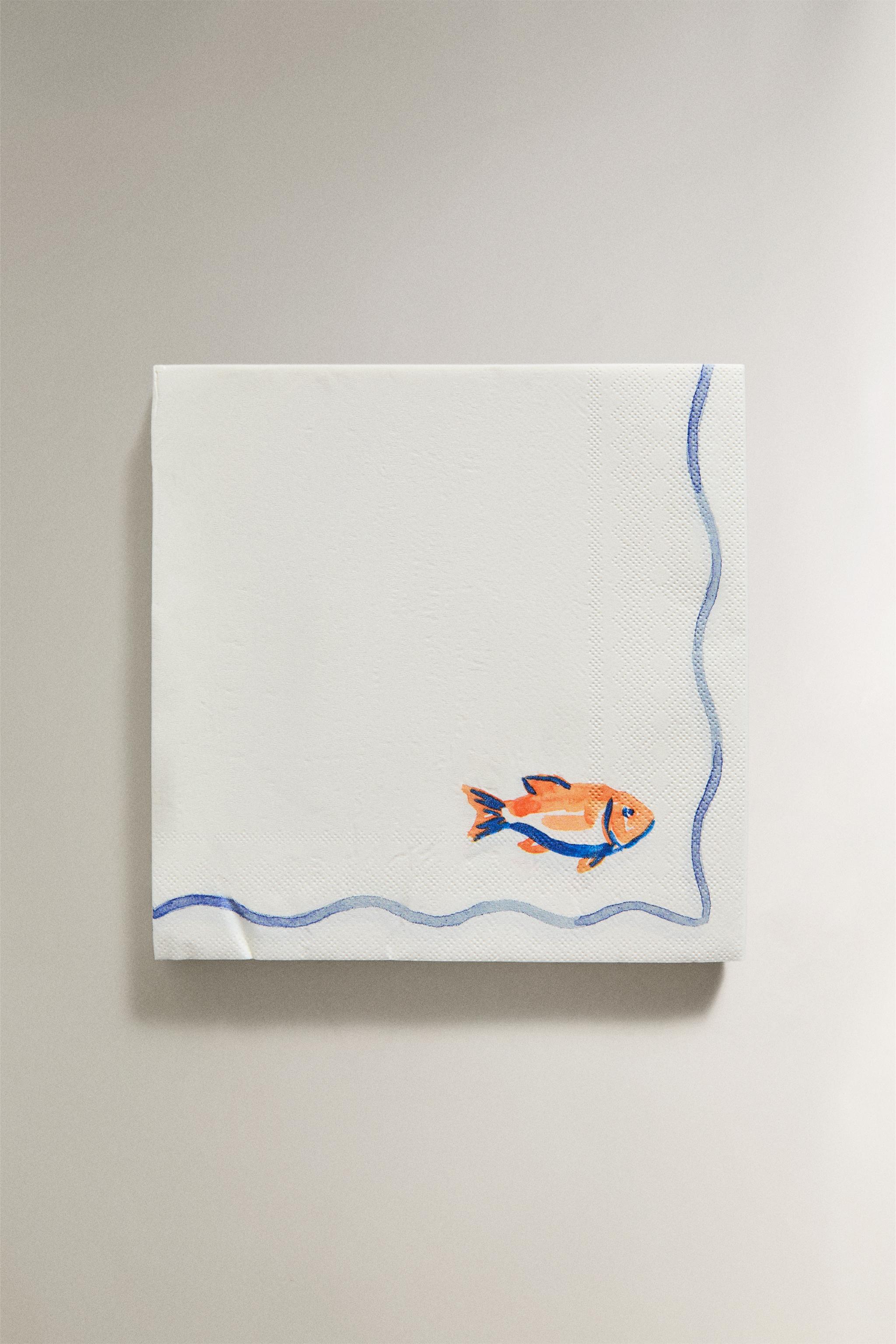 LOT DE SERVIETTES DE TABLE EN PAPIER POISSON (LOT DE 20)